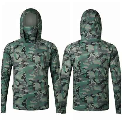 European and American men's summer new camouflage print soft breathable fishing suit long sleeved T-shirt outdoor casual top