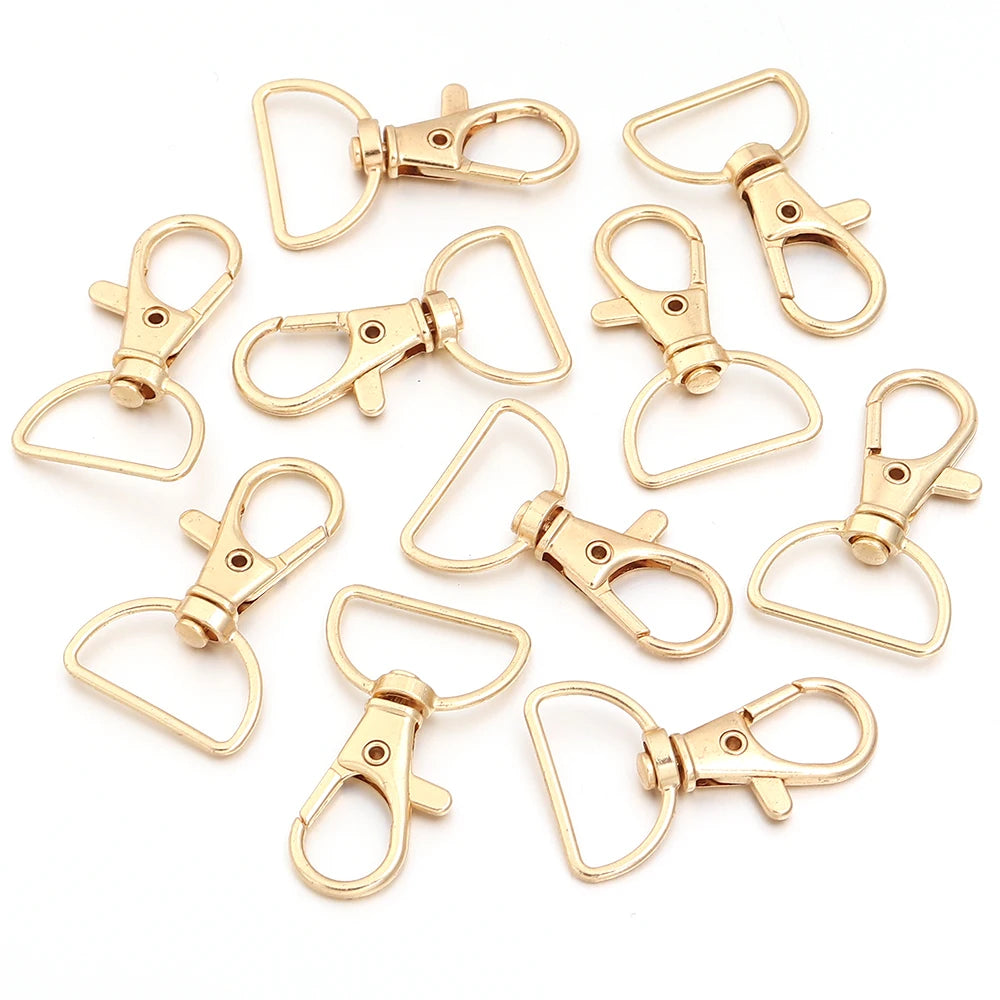 10pcs/lot Metal Swivel Clasps With D Rings Lanyard Snap Hooks Key Chain Clip Hook Lobster Claw Clasp For Keychain Jewelry Making