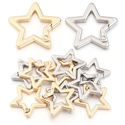 5pcs/lot Alloy Hollow Star Shaped Spring Clasp Carabiner Keychain Bag Clip Hook Dog Chain Buckle Connector DIY Jewelry Making