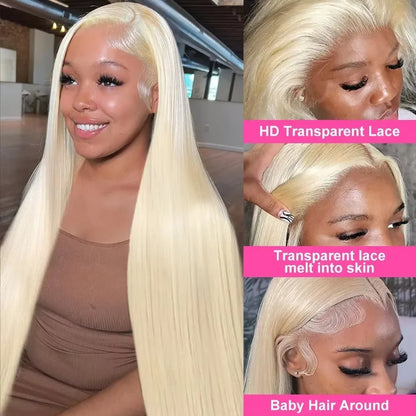 38 inch 613 Blonde 200% Density 13x4 HD Lace Front Human Hair Wigs Pre plucked Brazilian Straight Glueless Lace Fontal Wig Women