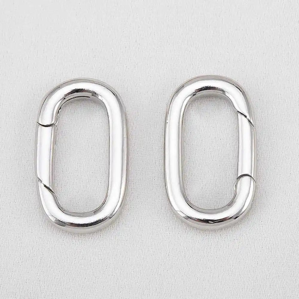 2pcs 18K Gold Plated Filled Oval Carabiner Necklace Clasps Spring Ring Pearl Enhancer Connector for DIY Jewelry Bracelet Making