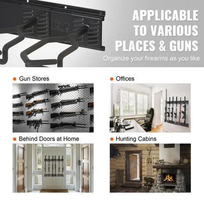 Gun Rack, Indoor Gun Rack Wall Mount, 6-Slot Vertical Rifle Shotgun Gun Rack, 180 lb Heavy Duty Metal Wall Gun Rack Display Stand with Soft Padding