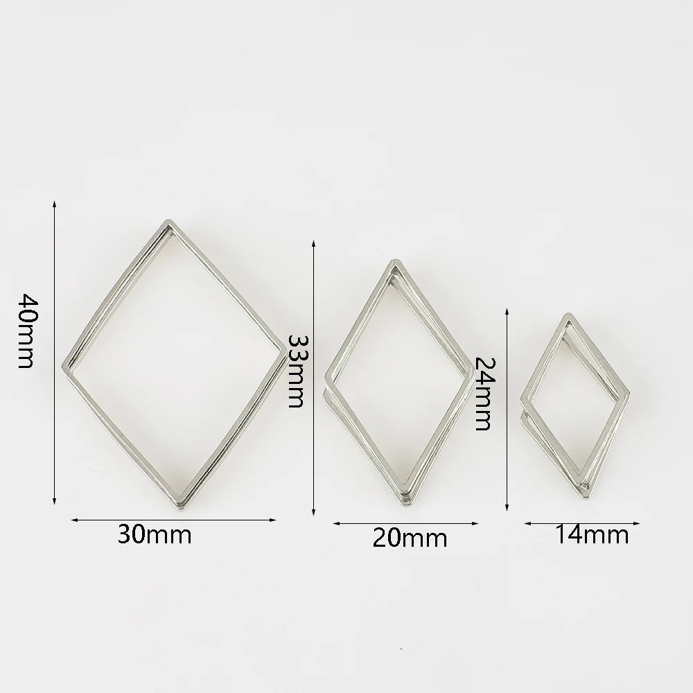 20Pcs Gold Silver Hollow Frame Bezel Charms Pendants Geometric Connectors for Jewelry Making Suppliers Diy Earings Accessories