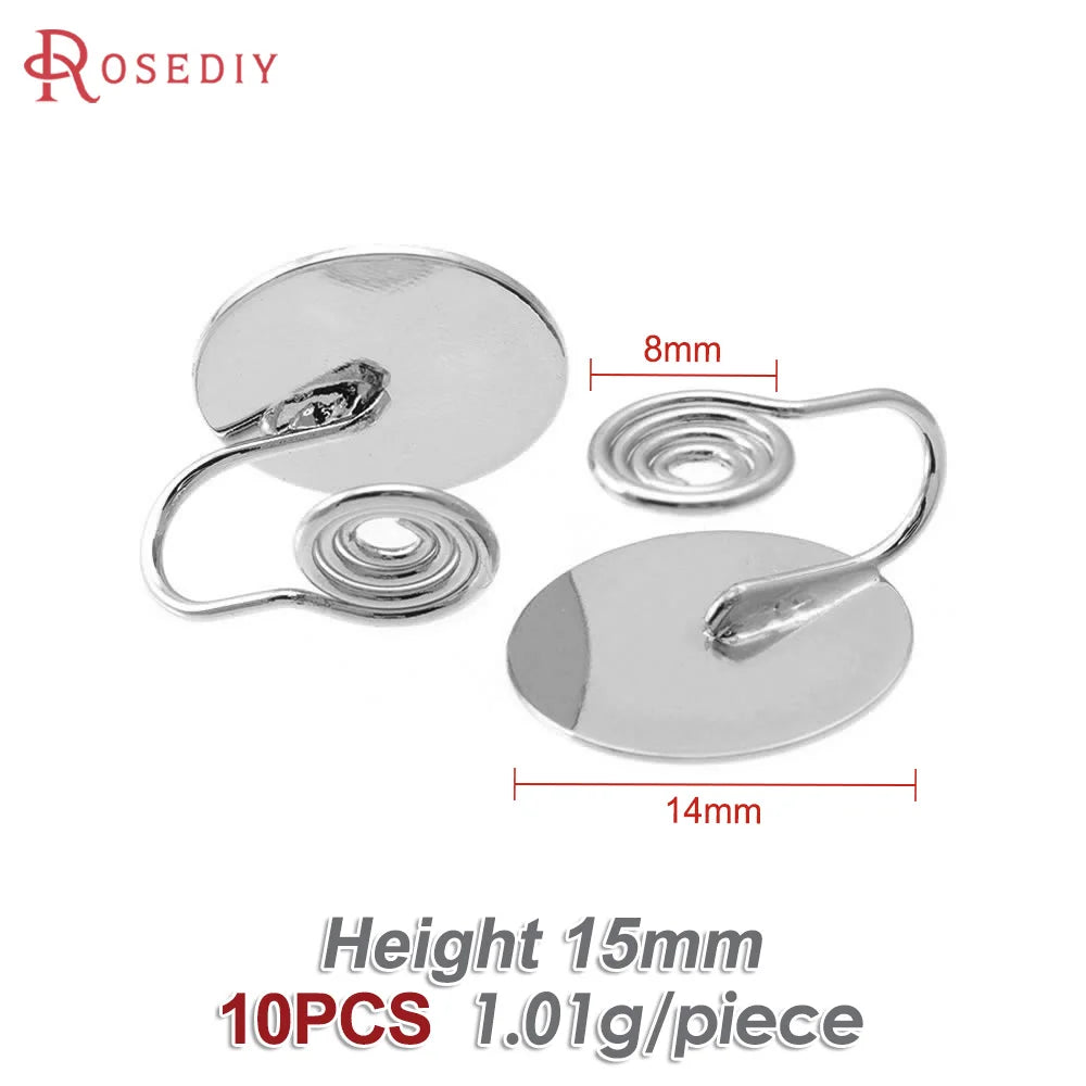 10PCS 4MM~14MM 18K Gold Color Brass with Trays Bezels Settings Earrings Clips High Quality Diy Women's Earrings Jewelry Making