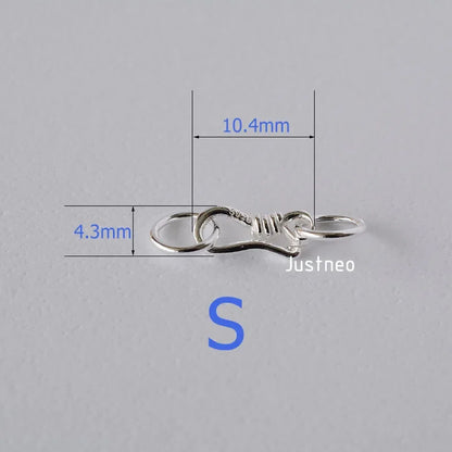 Sterling Silver S Hook & Eye Fish Clasp with Closed Jump Ring, for Necklace / Bracelet Jewelry diy Components