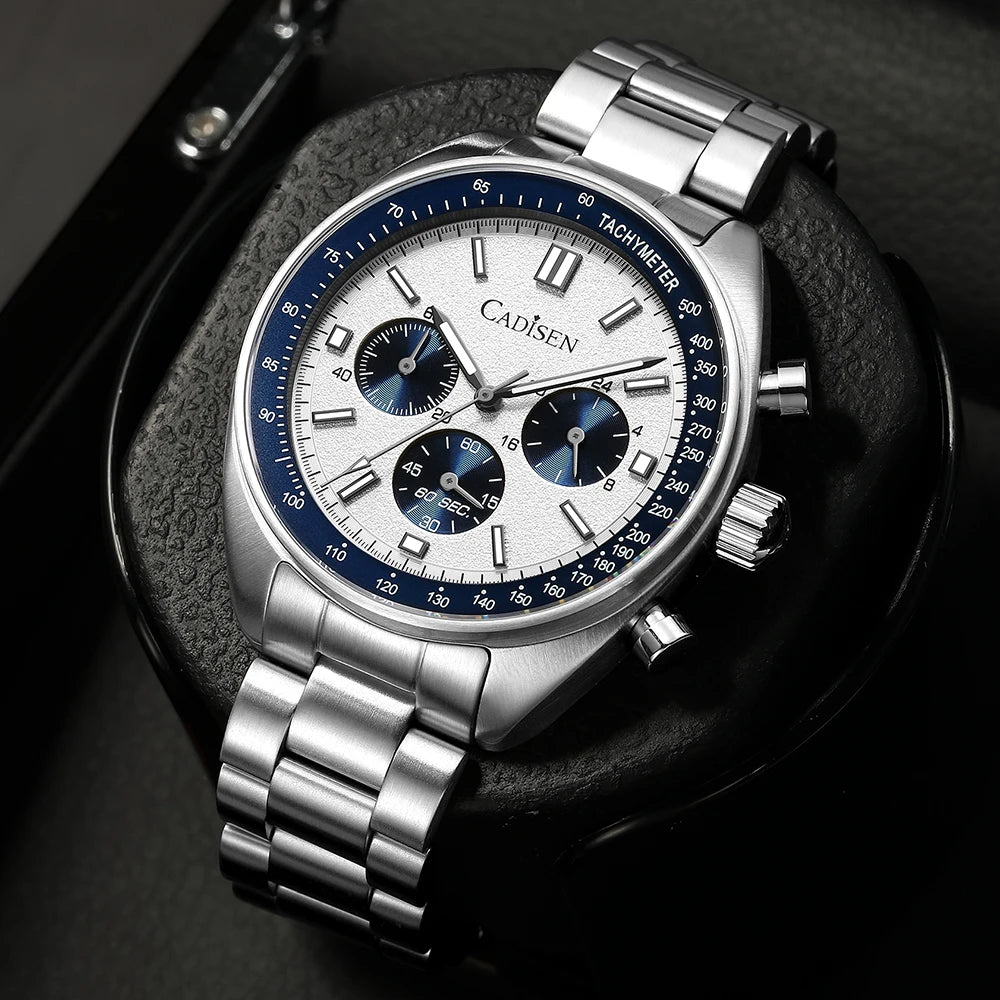 CADISEN 2026 New Men Watches Quartz Business Watches Japan VD53 Mens Clock Watch Men Chronograph Watch for Men Gift With Box