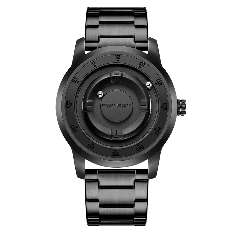 LIGE FOXBOX Fashion Man Magnetic Watch Unique Dial Business Stainless Casual Srolling Bead Waterproof Quartz Men's Watches Gifts