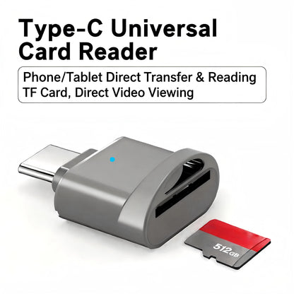 Mini Type-C to SD Micro SD TF Card Reader Memory Card, Suitable for Samsung Huawei Xiaomi, Aluminum Alloy Card Reader