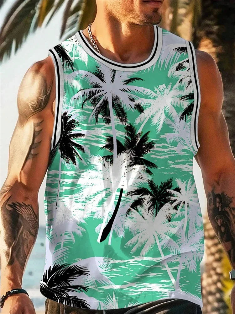 2026 Summer Hawaii Beach Tank Top for Men, Quick Dry Silky Sleeveless Shirt, Fashion Body Shaping Casual Men's Vest