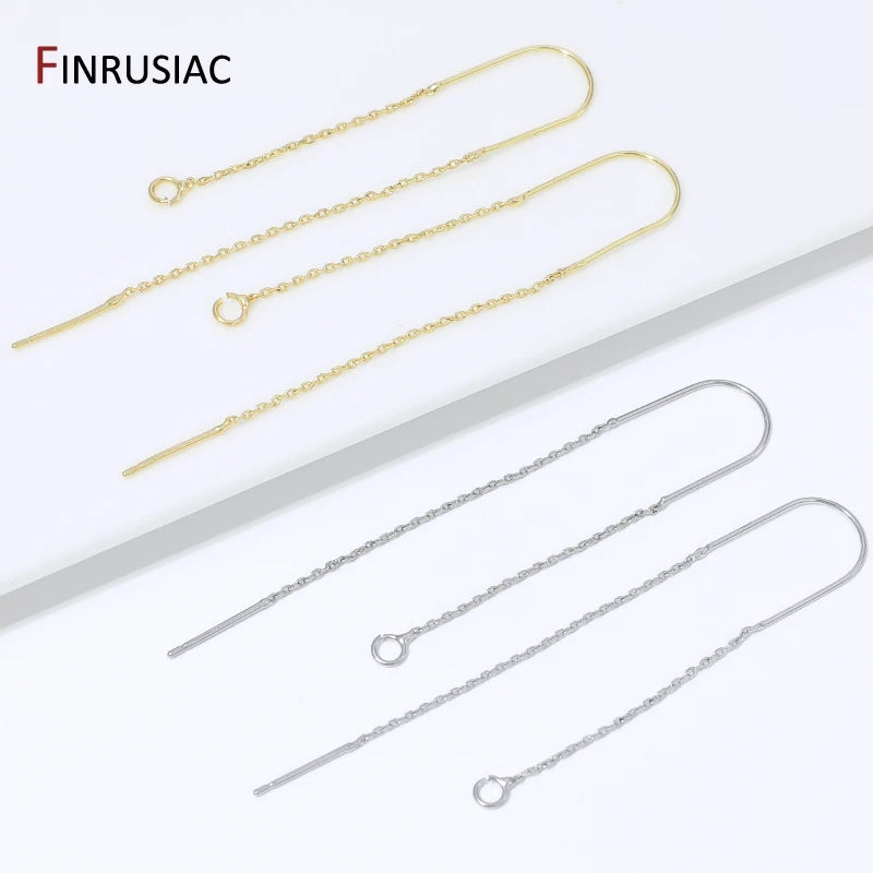 18K Gold Plated Brass Long Tassel Chain Drop Sticker Dangle Earrings Ear Line,Ear Wire Earrings Findings,DIY Jewelry Accessories