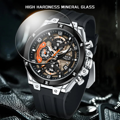 LIGE Simple Fashion Quartz Man Watch Silicone Outdoor Casual Sports Waterproof Luminous Calendar Random Gift Box Watches for Men