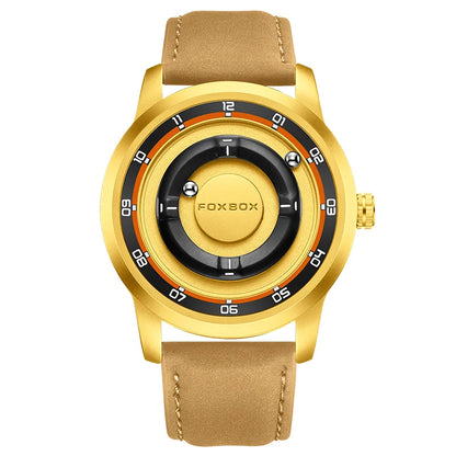 LIGE FOXBOX Fashion Man Magnetic Watch Unique Dial Business Stainless Casual Srolling Bead Waterproof Quartz Men's Watches Gifts