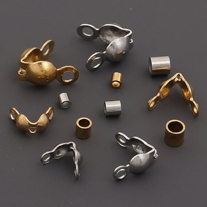 40-200pcs Stainless Steel Connector Clasp Crimp End Beads Jewelry Kit DIY Bracelet Necklace Jewelry Making Findings Accessories