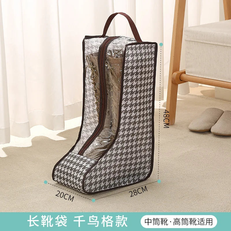 Tall Boot Storage Bags with Clear PVC Window Breathable Dustproof Organizer Prevent Slouching for Knee High Shoes Closet Women