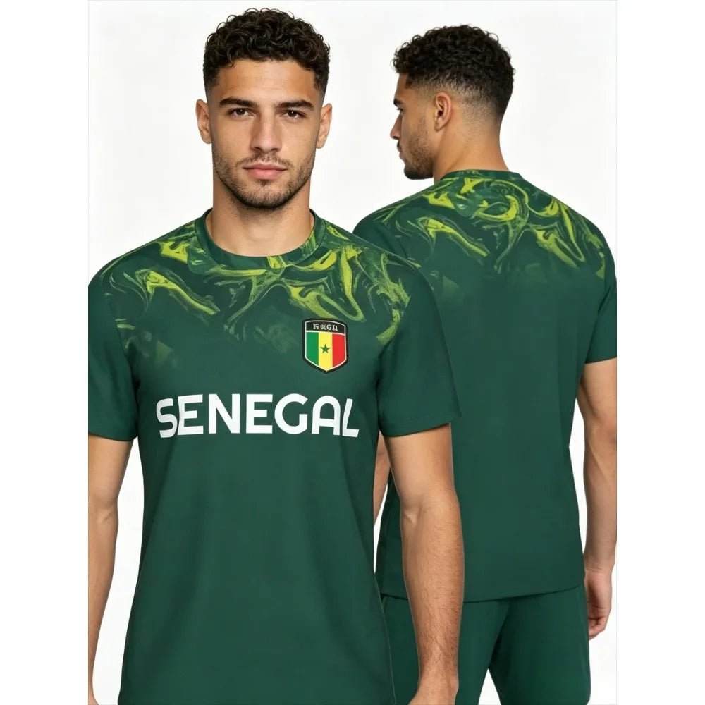 2026 New Summer Senegal Flag Graphic Football T Shirts for Men Casual Trend 3D Printed Sports T-shirts Loose Breathable Tees