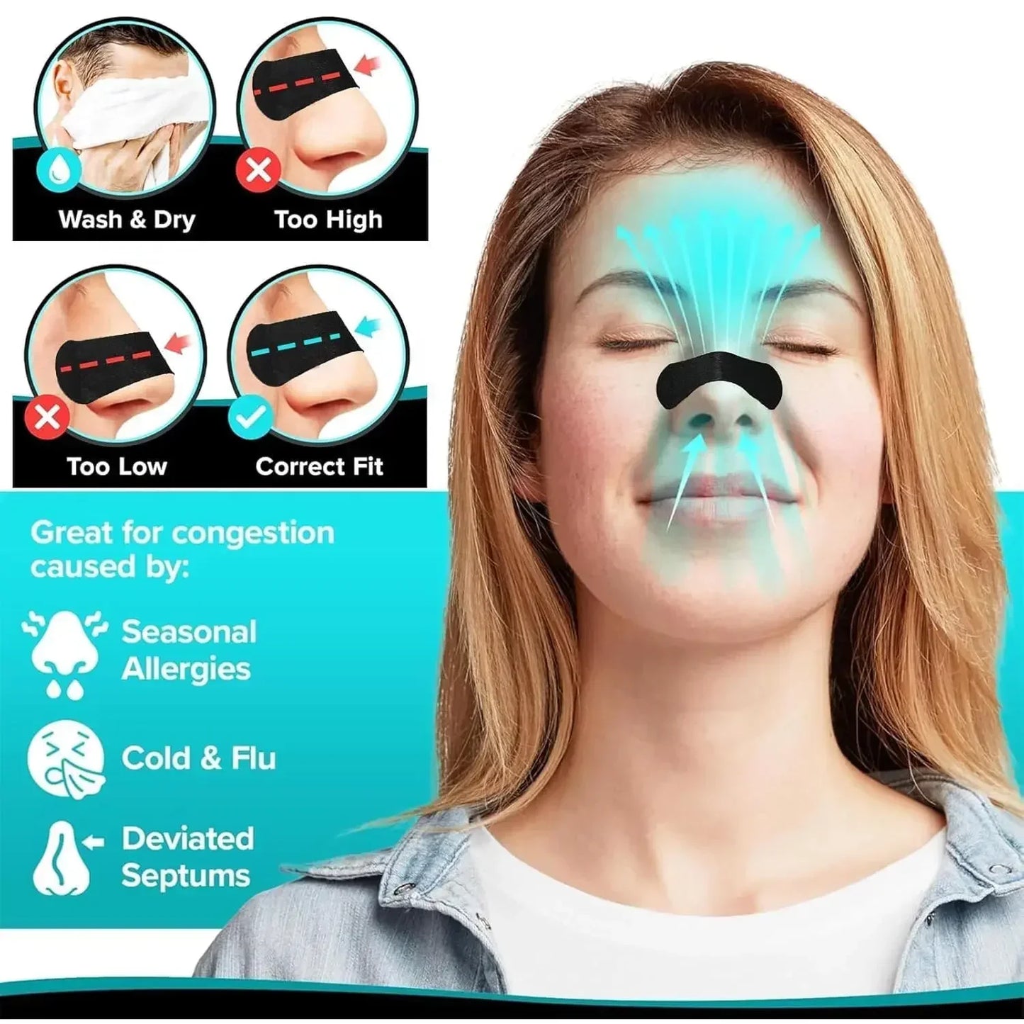 30 60Pieces Anti Snoring Nasal Strips Breathable Physical Nose Expansion Patch Unisex Comfortable Sleep Snoring Relief Care Accessory
