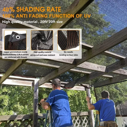 Black Shade Cloth Sunblock Mesh Cover Taped Edge With Grommets, Sun Net For Pergola, Plants Greenhouse, Gardens, Patio, Canopy