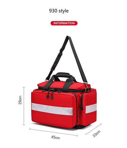 Large Capacity Outdoor First Aid Kit with Reflective Strips Portable Storage Bag Multiple Carrying Options for Emergency First