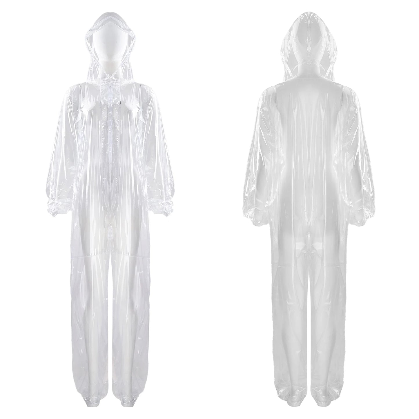 Adults Transparent Full-body Hooded Raincoat Portable Convenient One-piece Waterproof Raincoat Jumpsuit for Outdoor Workwear