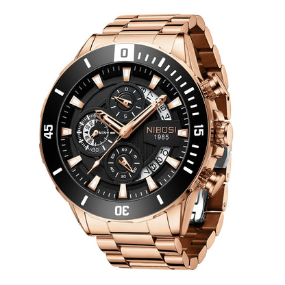 NIBOSI New Men's Watches Top Brand Luxury Watch for Men Waterproof Stainless Steel Chronograph Luminous Auto Date Reloj Hombre