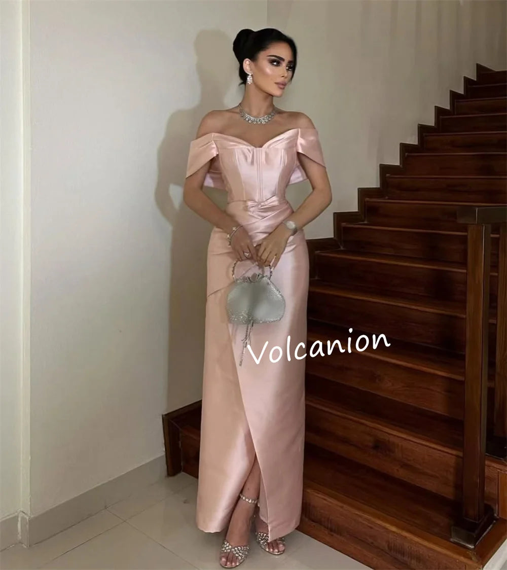 Customized Charmeuse Criss-Cross Ribbon Off-the-shoulder Straight Midi Dresses Bespoke Occasion Elegant Simple Party