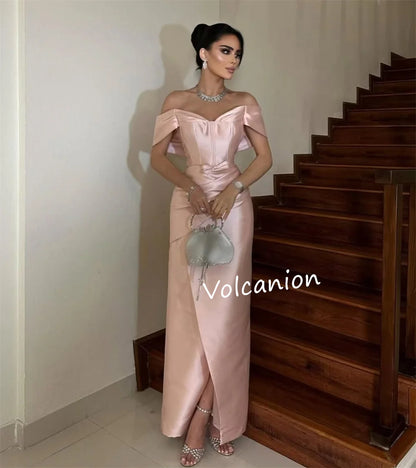 Customized Charmeuse Criss-Cross Ribbon Off-the-shoulder Straight Midi Dresses Bespoke Occasion Elegant Simple Party