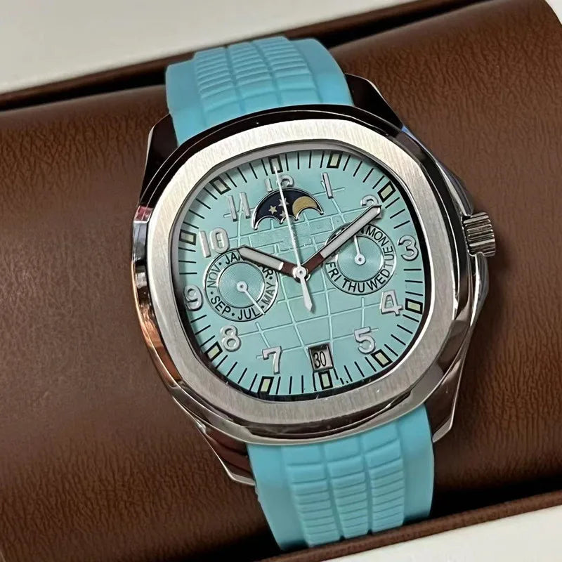 2026 new day and night non working luxury automatic mechanical watch stainless steel case rubber strap men's casual watch