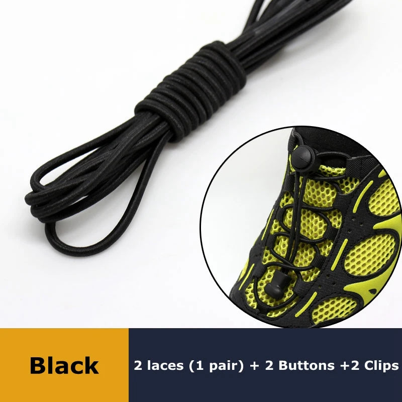 No tie shoelaces Round Elastic Shoelace Plastic snap lock Suitable for all shoes Adult children walking sports Lazy laces 1 pair