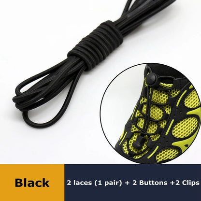 No tie shoelaces Round Elastic Shoelace Plastic snap lock Suitable for all shoes Adult children walking sports Lazy laces 1 pair