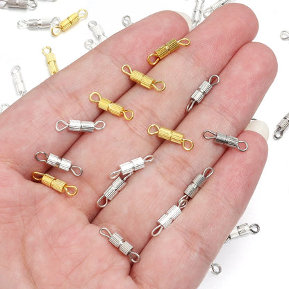 30pcs/lot Metal Cylinder Clasps Fasteners Buckle End Clasps Connector For DIY Jewelry Making Necklace Bracelet Accessories