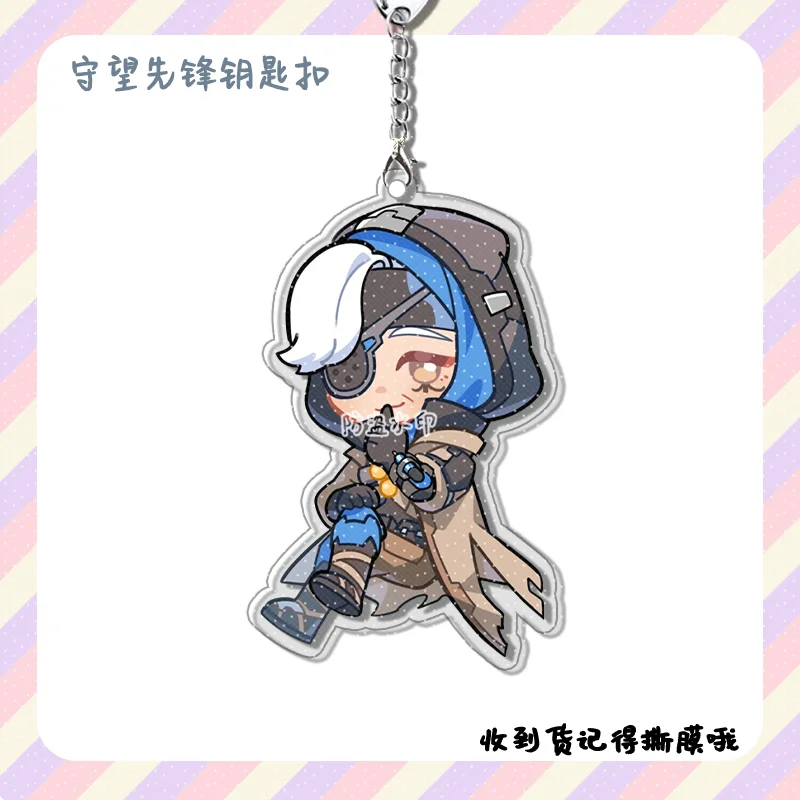 4pcs Anime Game Overwatch  Cole Cassidy Cute Acrylic Car Keychain Accessories Bag Charm Backpack Pendant Keyring Birthday Gift