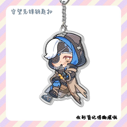 4pcs Anime Game Overwatch  Cole Cassidy Cute Acrylic Car Keychain Accessories Bag Charm Backpack Pendant Keyring Birthday Gift
