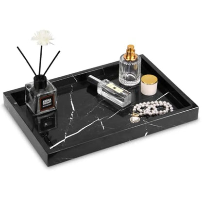 Marble Bathroom Vanity Tray, Natural Luxury Vanity Home Kitchen Bathroom Table Tray, Stone Decorative Countertop Dresser Trays