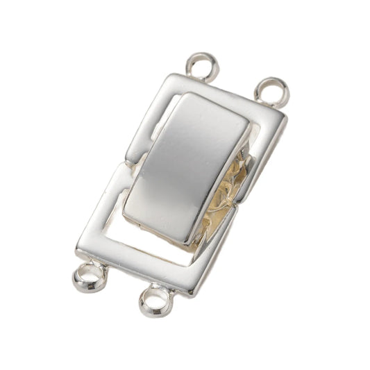 2pcs 14K Gold Plated Layered Clasp 2 Strands Necklace Layering Clasp Necklace Connectors Bar Links Slide Lock for Jewelry Making
