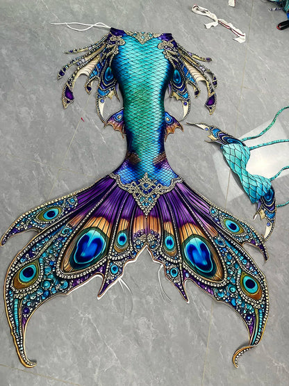 New Pattern Mermaid Tail Mermaid Fins Aquarium Mermaid Diving Performance Swimsuit Adult Children Mermaid Tail Tailored