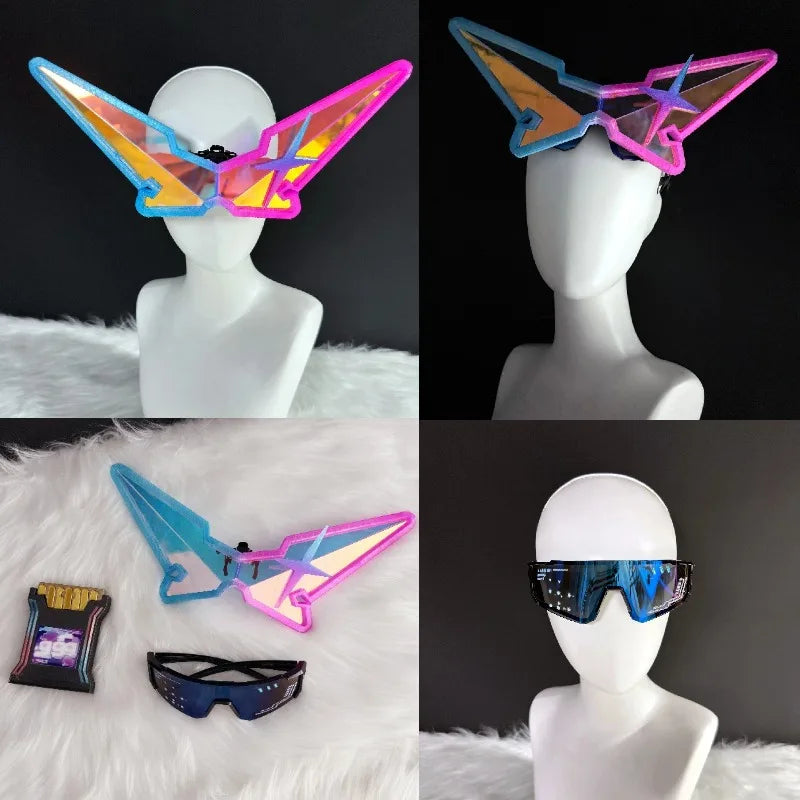 Game Honkai：Star Rail Silver Wolf Cosplay Props Colorful Glasses Set for Adults Anime Roleplay Accessories Halloween Party