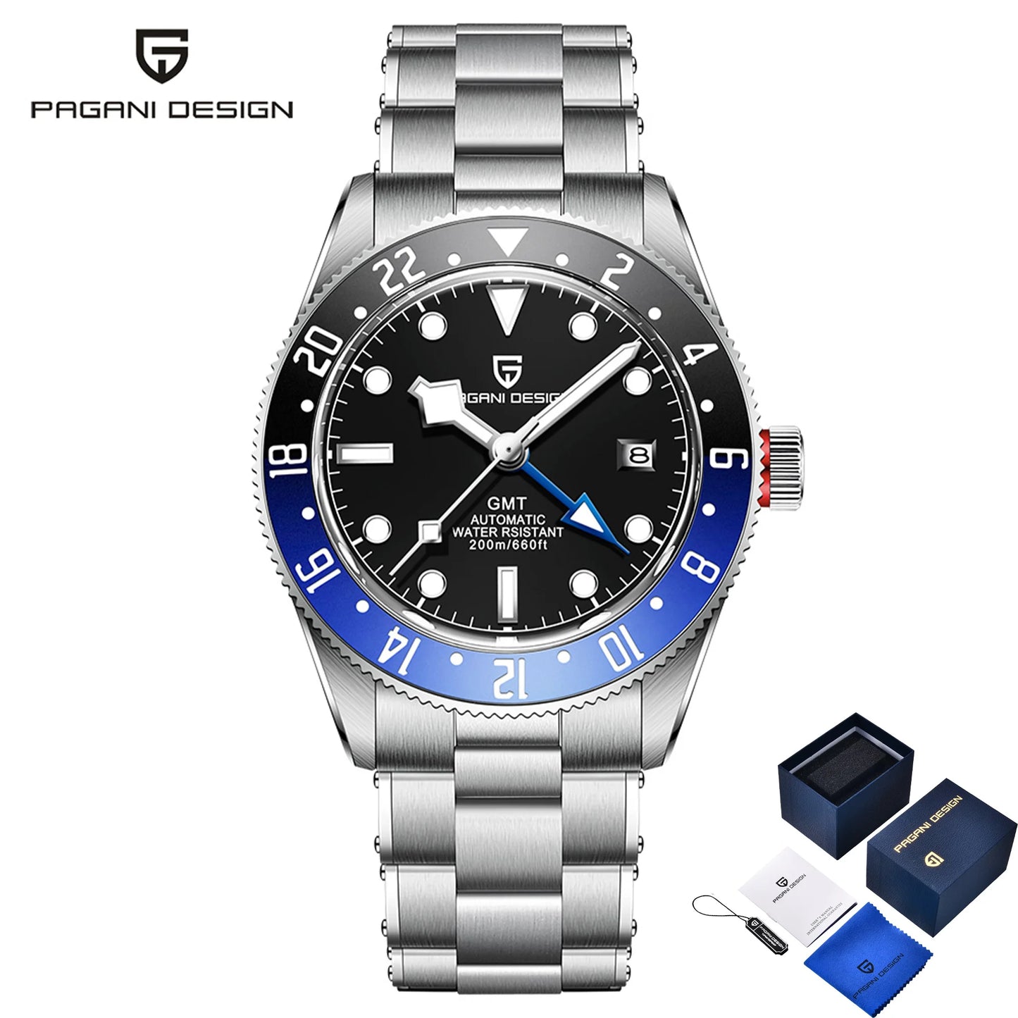 Pagani design BB40 men's mechanical watch GMT men's automatic watch gift box top brand Sapphire luminous 20BAR clock reloj 2026