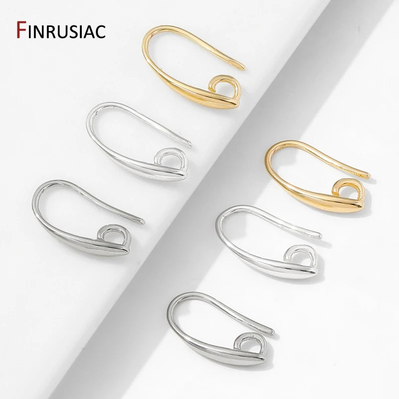 14K Gold Plated Brass Smooth Earring Hook Ear Wire For Earring Making Supplies,DIY Jewelry Making Findings Accessories