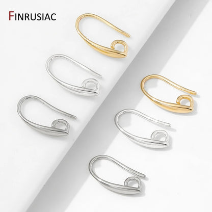 14K Gold Plated Brass Smooth Earring Hook Ear Wire For Earring Making Supplies,DIY Jewelry Making Findings Accessories