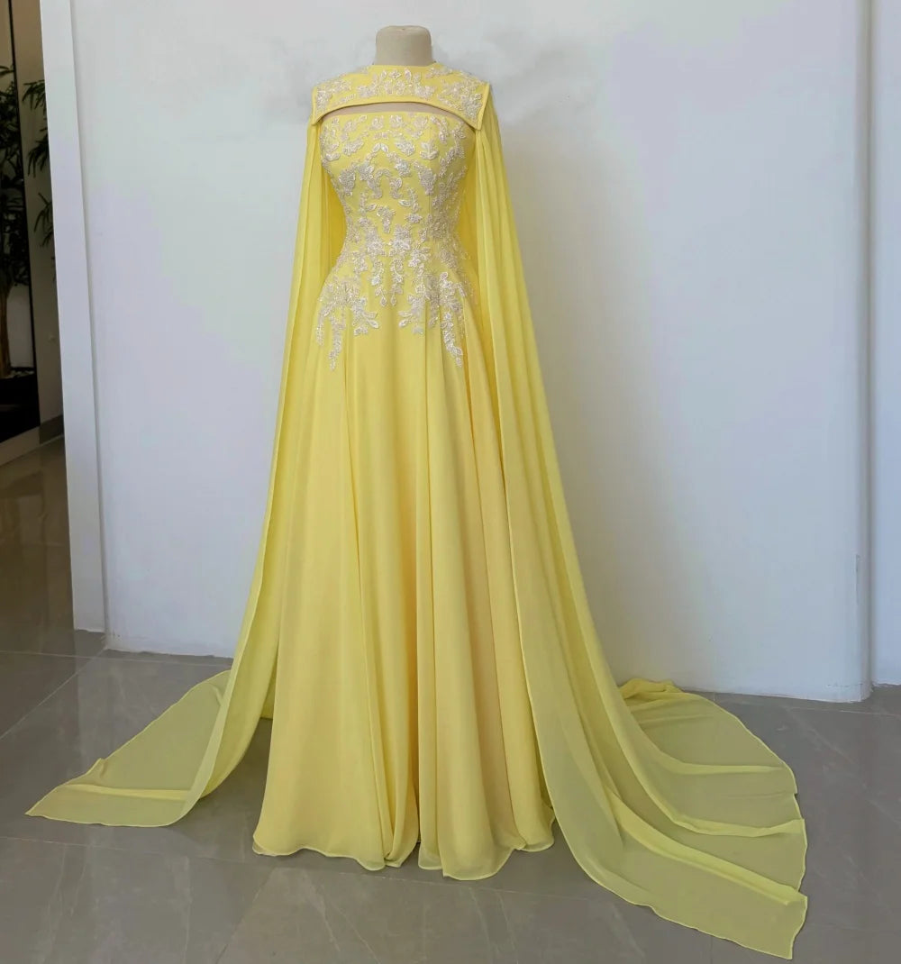 Customized Chiffon Applique Glitter Shawl Wedding A-line Long Dresses Bespoke Occasion Women Luxury Evening Exquisite Party Gown