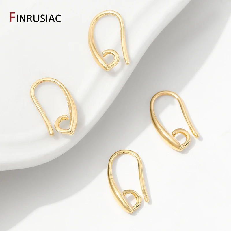 14K Gold Plated Brass Smooth Earring Hook Ear Wire For Earring Making Supplies,DIY Jewelry Making Findings Accessories