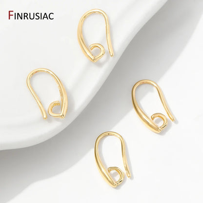 14K Gold Plated Brass Smooth Earring Hook Ear Wire For Earring Making Supplies,DIY Jewelry Making Findings Accessories