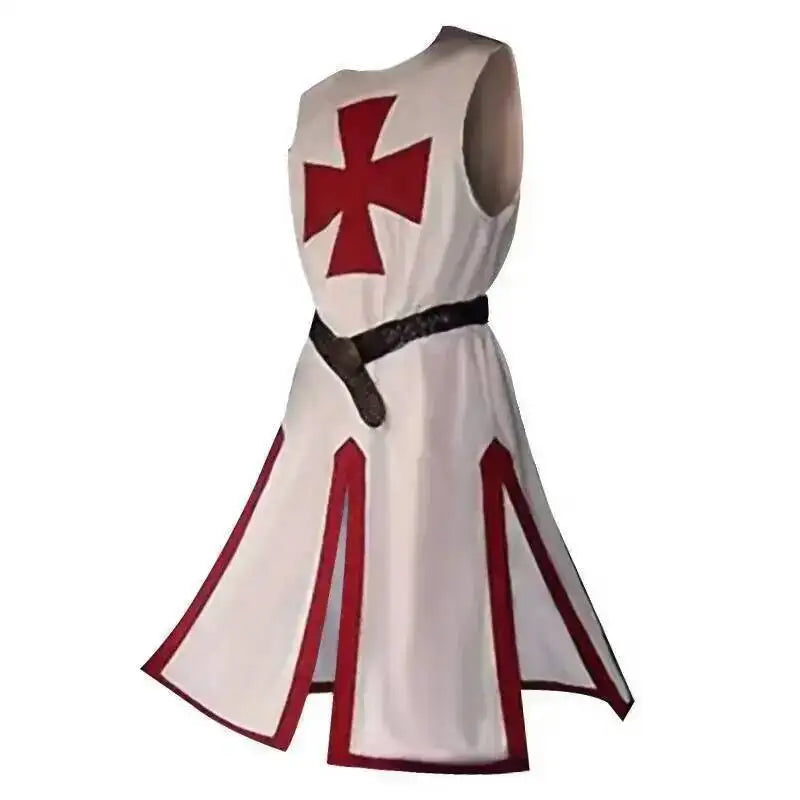 Medieval S-4XL Crusader Mens Knights Templar Tunic Cosplay Costumes Renaissance Halloween Surcoat Warrior Black Plague Cloak Top