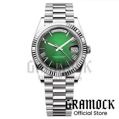 Custom Logo Clock Men's Luxury Rose Gold Mechanical Wristwatch Week Date Calendar MIYOTA 8285 Movement Waterproof Watch For Men