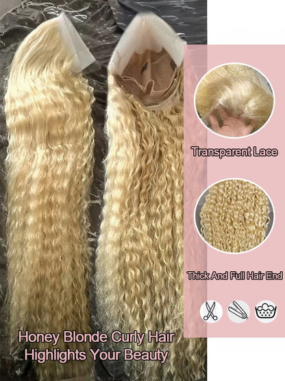 40 Inch Honey Blonde 613 Loose Deep Wave 13x6 HD Lace Front Wig Brazilian Human Hair 13x4 Curly Wig Pre Plucked For Black Women