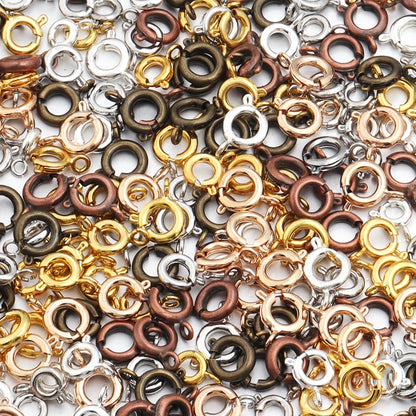 10Pcs Circle Spring Buttonr Copper Clasps Hooks End Connectors With Jump Ring for DIY Necklace Clasps Jewelry Making Accessories