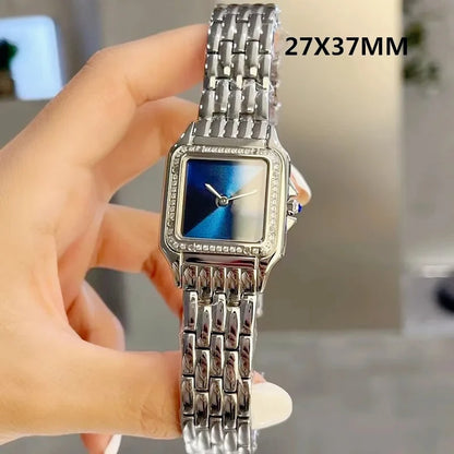 2026 Classic High Quality Luxury Style Women Quartz Watches Elegant Square Panther Shape Diamond Inlaid Dial Premium Crystal