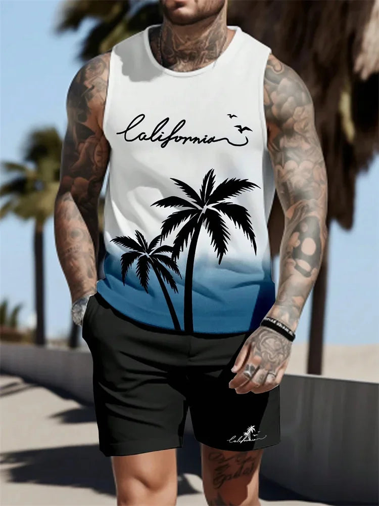 2026 Summer Hawaii Beach Tank Top for Men, Quick Dry Silky Sleeveless Shirt, Fashion Body Shaping Casual Men's Vest