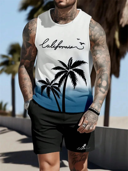 2026 Summer Hawaii Beach Tank Top for Men, Quick Dry Silky Sleeveless Shirt, Fashion Body Shaping Casual Men's Vest