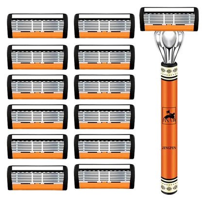 6-layer razor blade, men's stainless steel blade, classic water washed razor, sharp blade for clean shaving